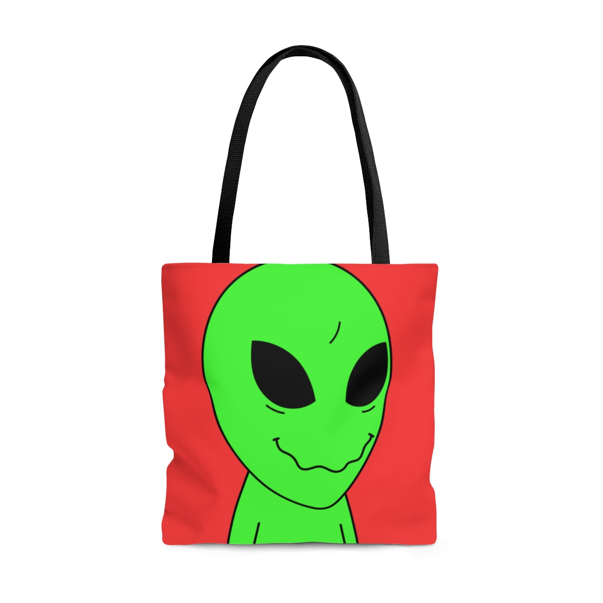 Green Smile Alien Visitor AOP Tote Bag