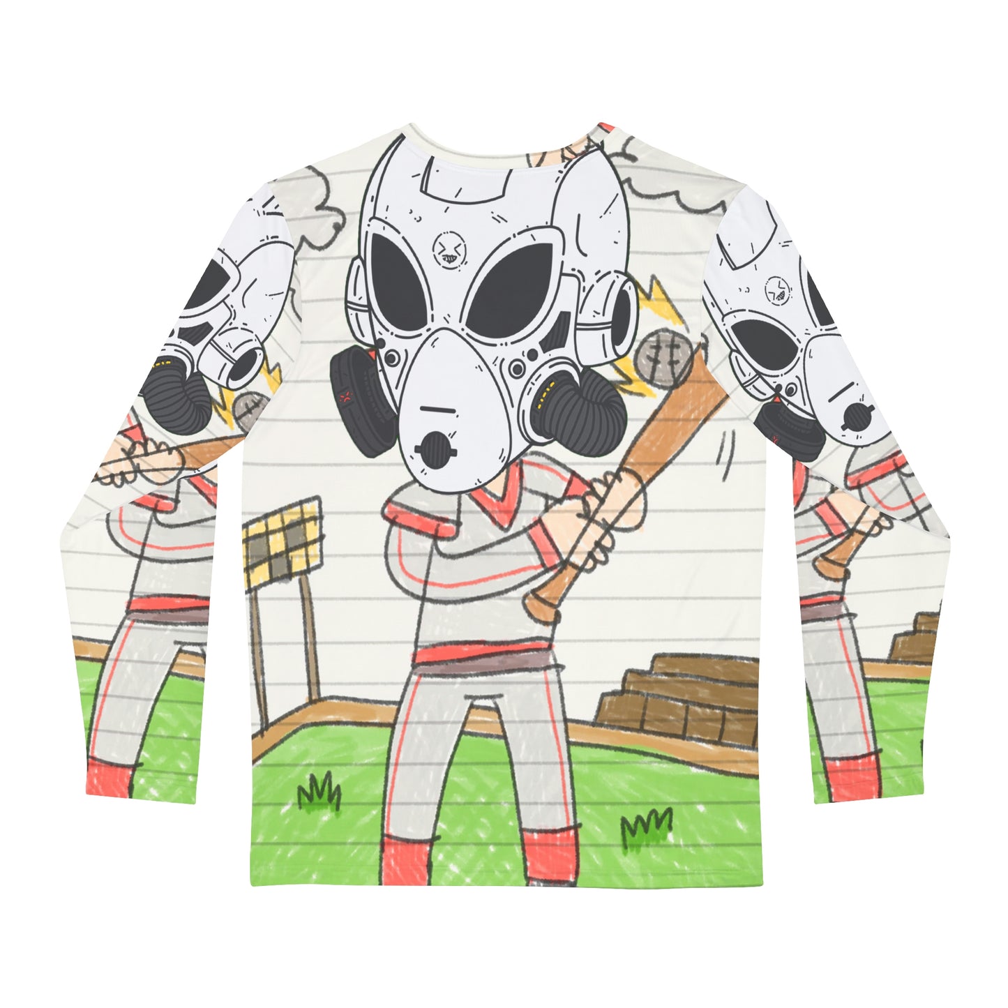 Baseball Robot Space Alien LOL Visitor Ball Game Sport Men's Long Sleeve AOP Shirt