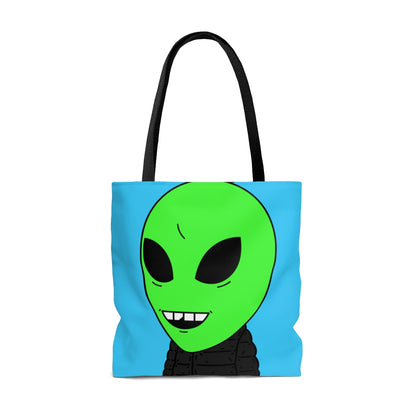 Green Apple Chipped tooth Visitor Smiling Puffy Jacket AOP Tote Bag