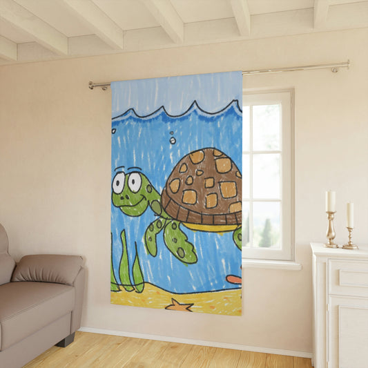 Sea Turtle Beach Sand Ocean Window Curtains (1 Piece)