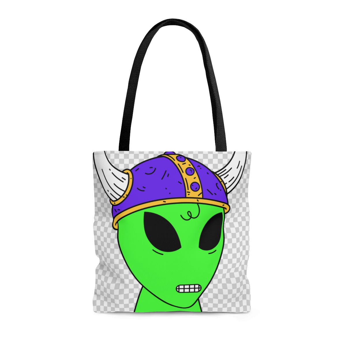 Purple Viking Helmet Digital Teeth Alien Visitor AOP Tote Bag