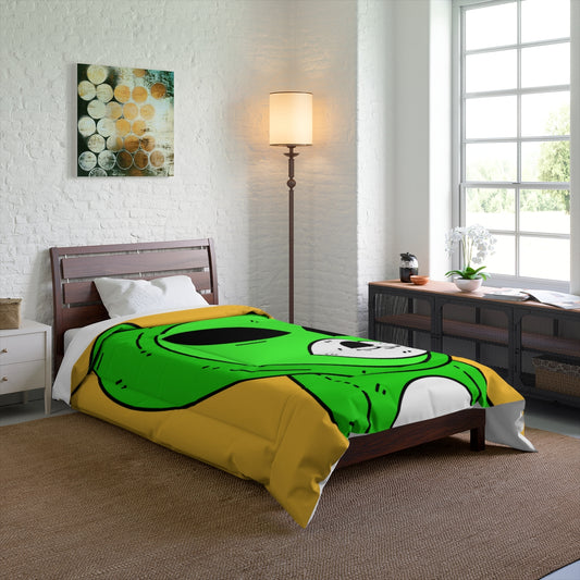 Green KekFrog Alien Space Character Cartoon Visitor Bed Comforter