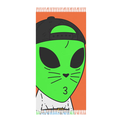 Cat Whiskers Visitor Green Alien Heart Nose Black Cap Boho Beach Cloth