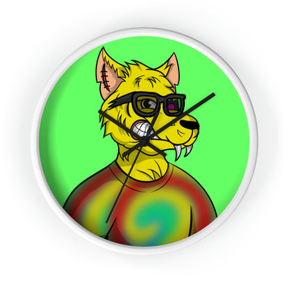 Wolve Cyborg Tie Dye Wolf Shirt Yellow Fur Cool Sun Glasses Wall clock