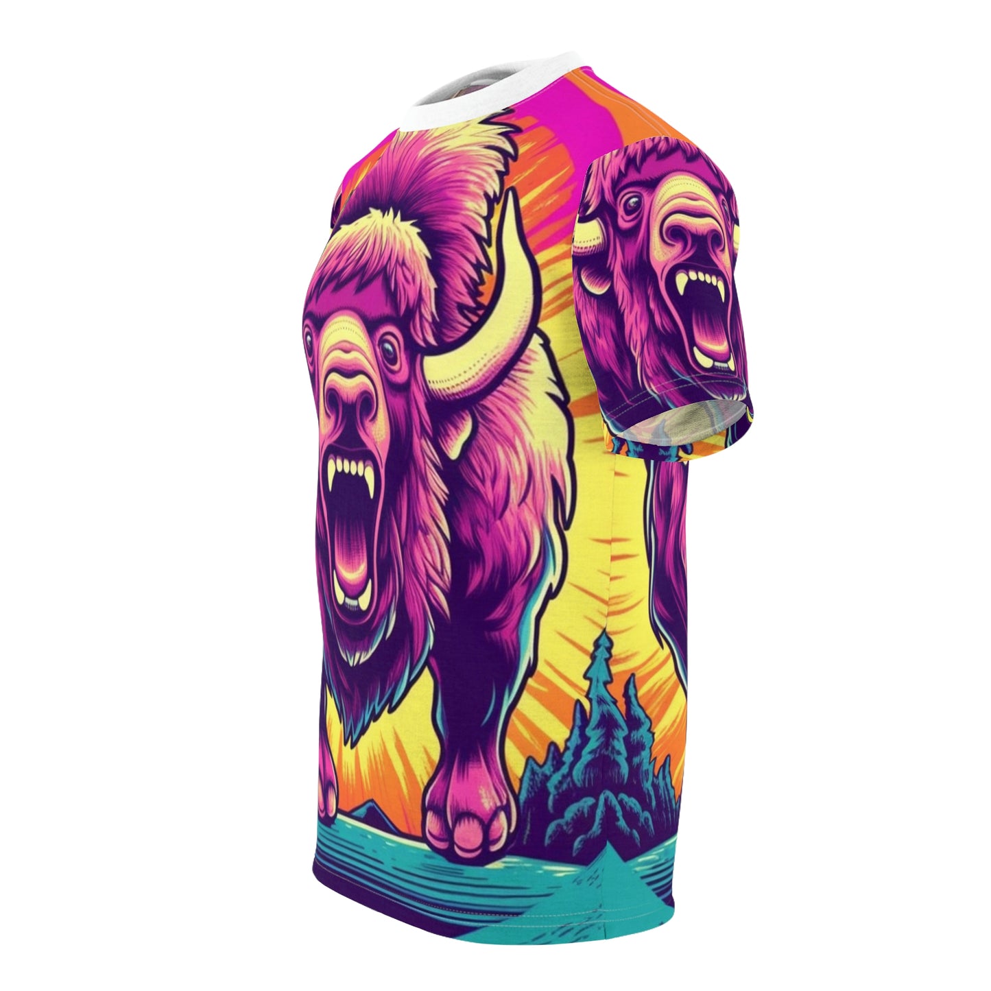 Buffalo American Bison Graphic USA Style Camiseta unisex cortada y cosida (AOP) 