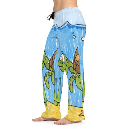 Pantalones de pijama para mujer Sea Turtle Beach Sand Ocean (AOP) 