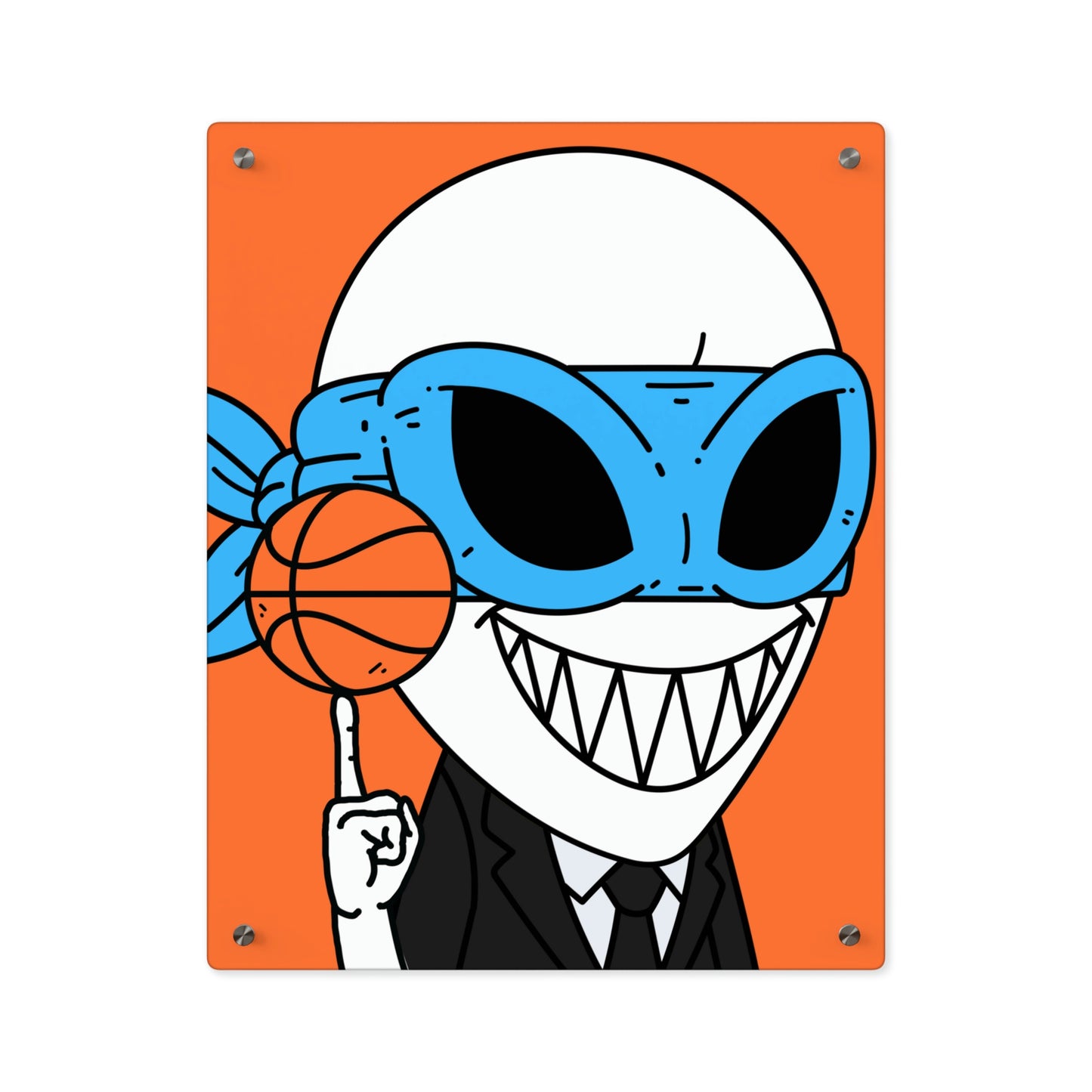 Alien BBall Sport Ninja Mask Orange Basketball Acrylic Wall Art Panels