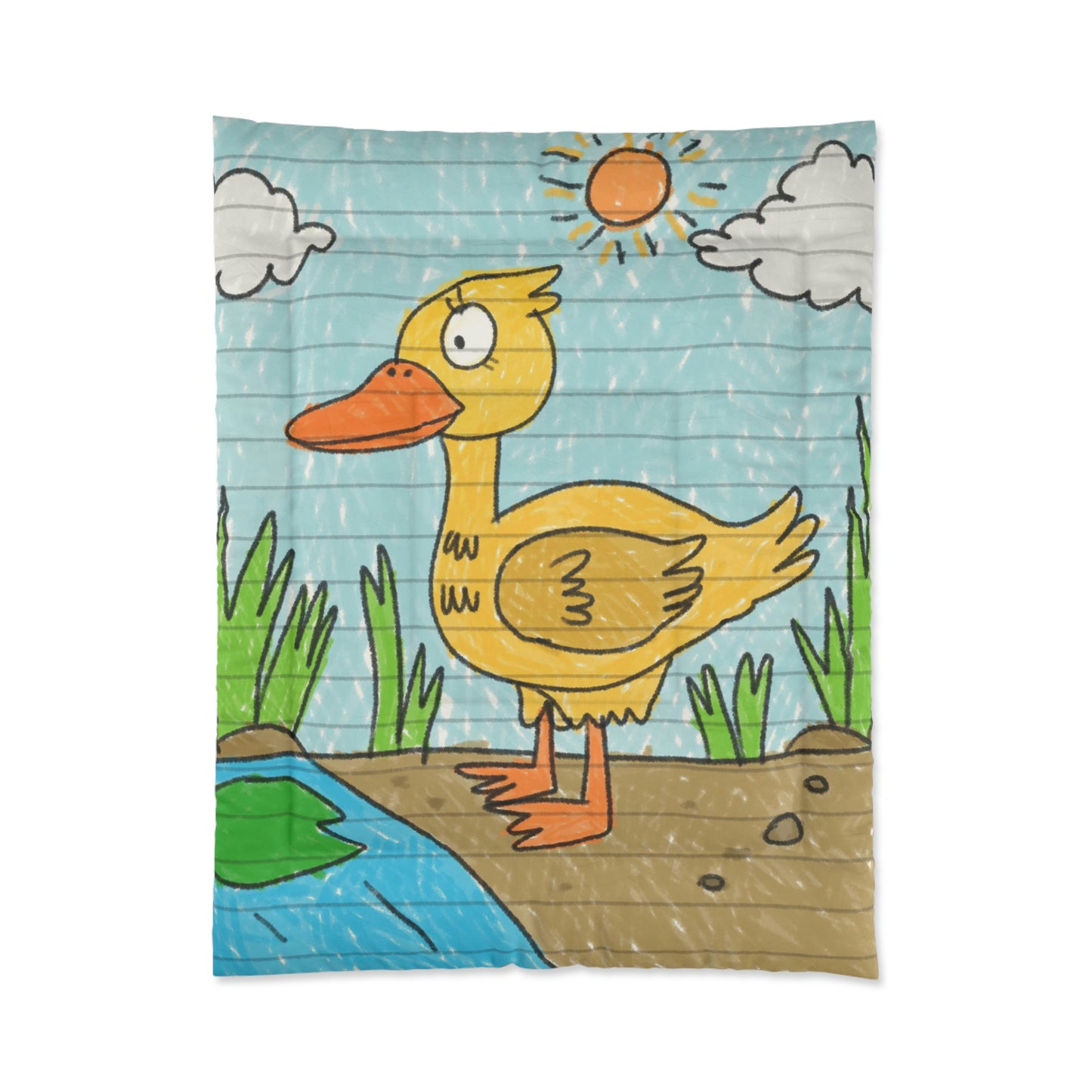 Yellow Duck Bird Pond Comforter