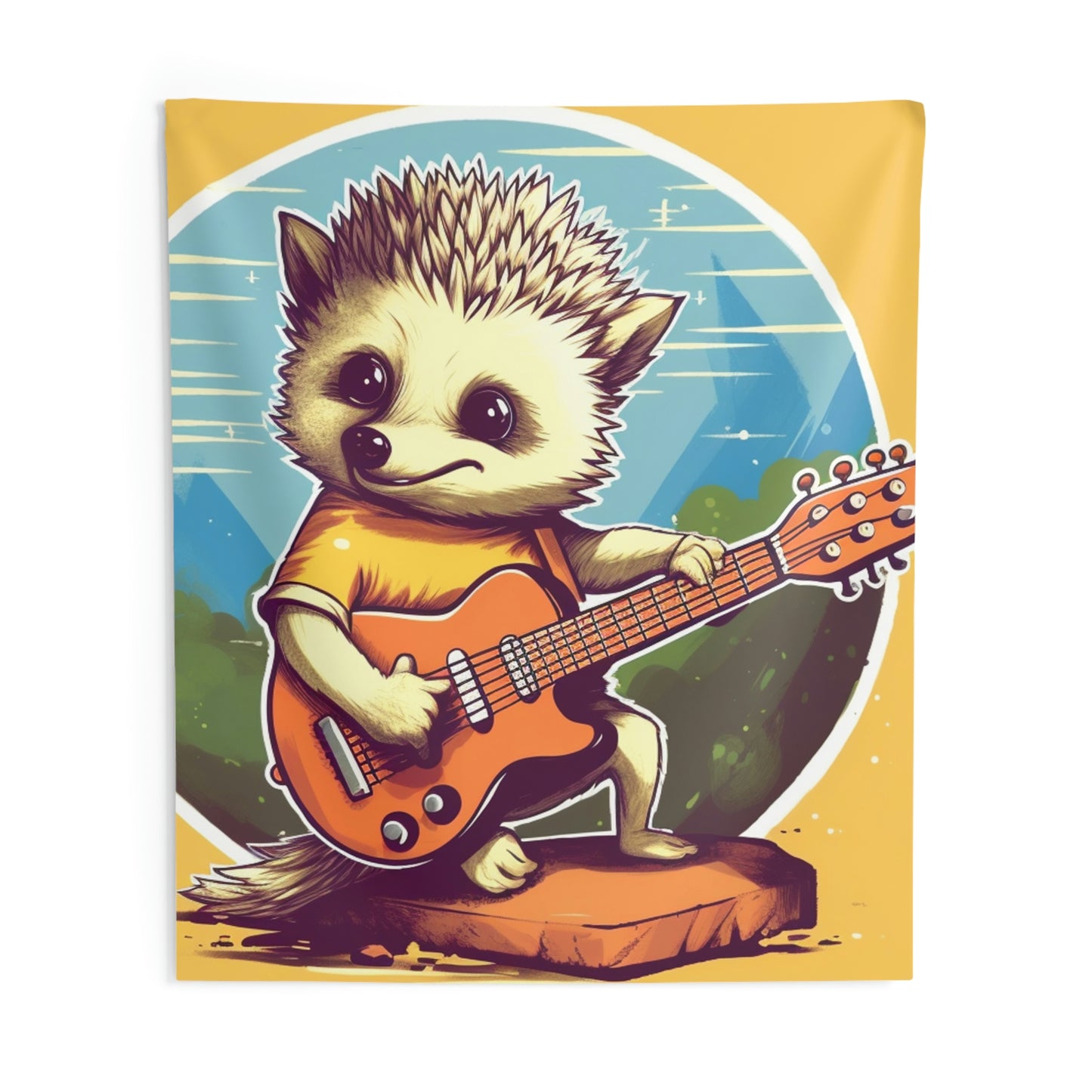 Hedgehog Guitar Band Musician Furry Cute Graphic Indoor Wall Tapestries