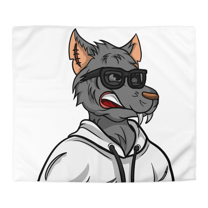 Cyborg Wolf Black Shades Sudadera blanca con capucha Funda nórdica de microfibra