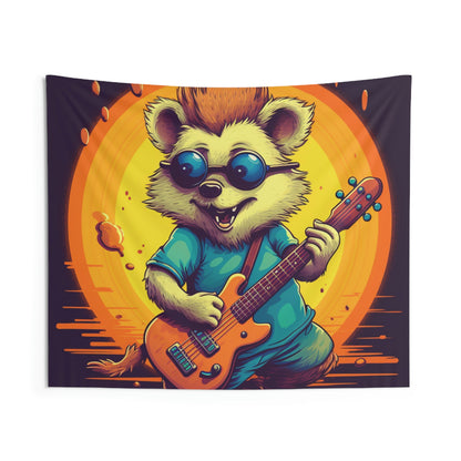 Hedgehog Furry Cute Guitar Music Graphic Indoor Wall Tapestries