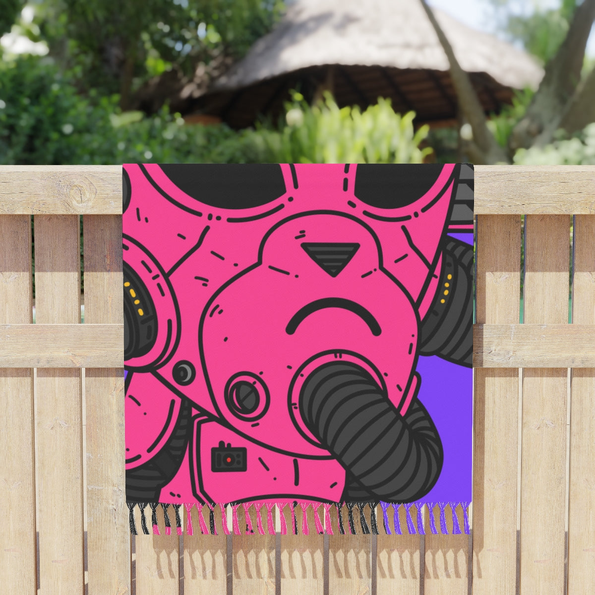 Armored Pink Future Alien Cyborg Machine Visitor Boho Beach Cloth