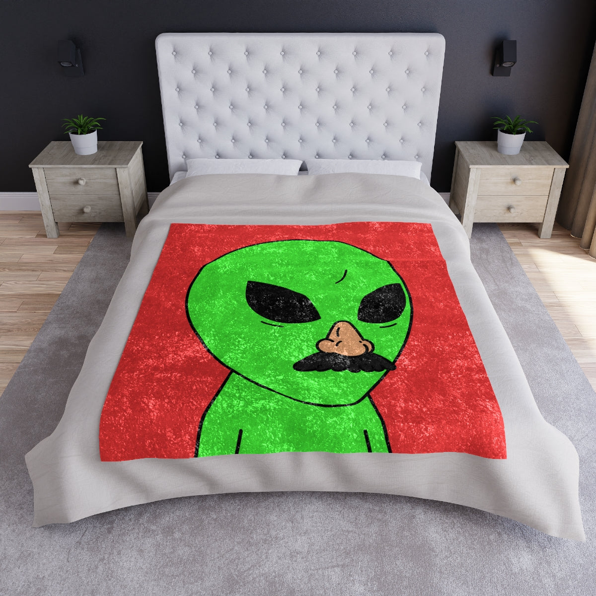 Green Visitor Alien Disguised Fake Nose Crushed Velvet Blanket