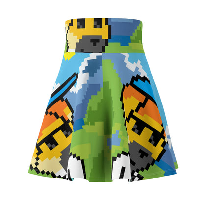 Dog Animal Pet Pixel Women's Skater Skirt (AOP)