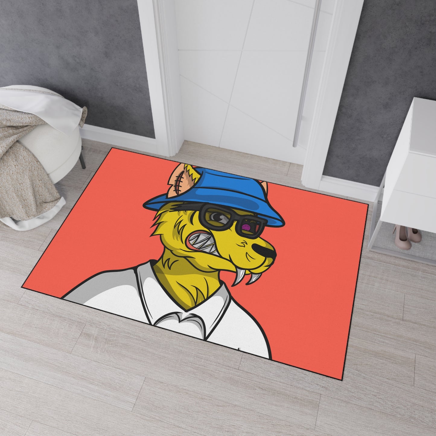 Stylish Wolf Character Anime Cartoon Werewolve Cyborg Heavy Duty Floor Mat