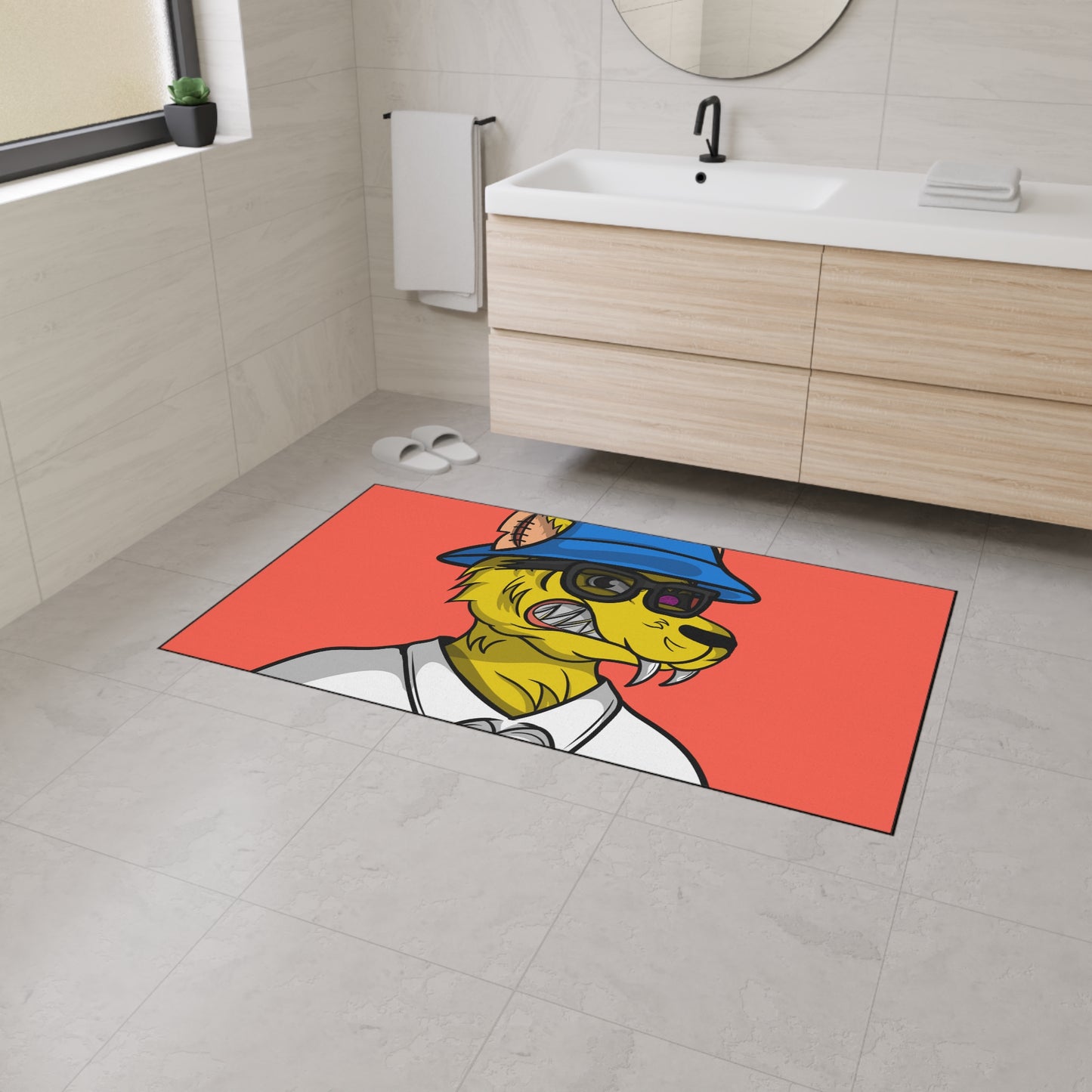 Stylish Wolf Character Anime Cartoon Werewolve Cyborg Heavy Duty Floor Mat