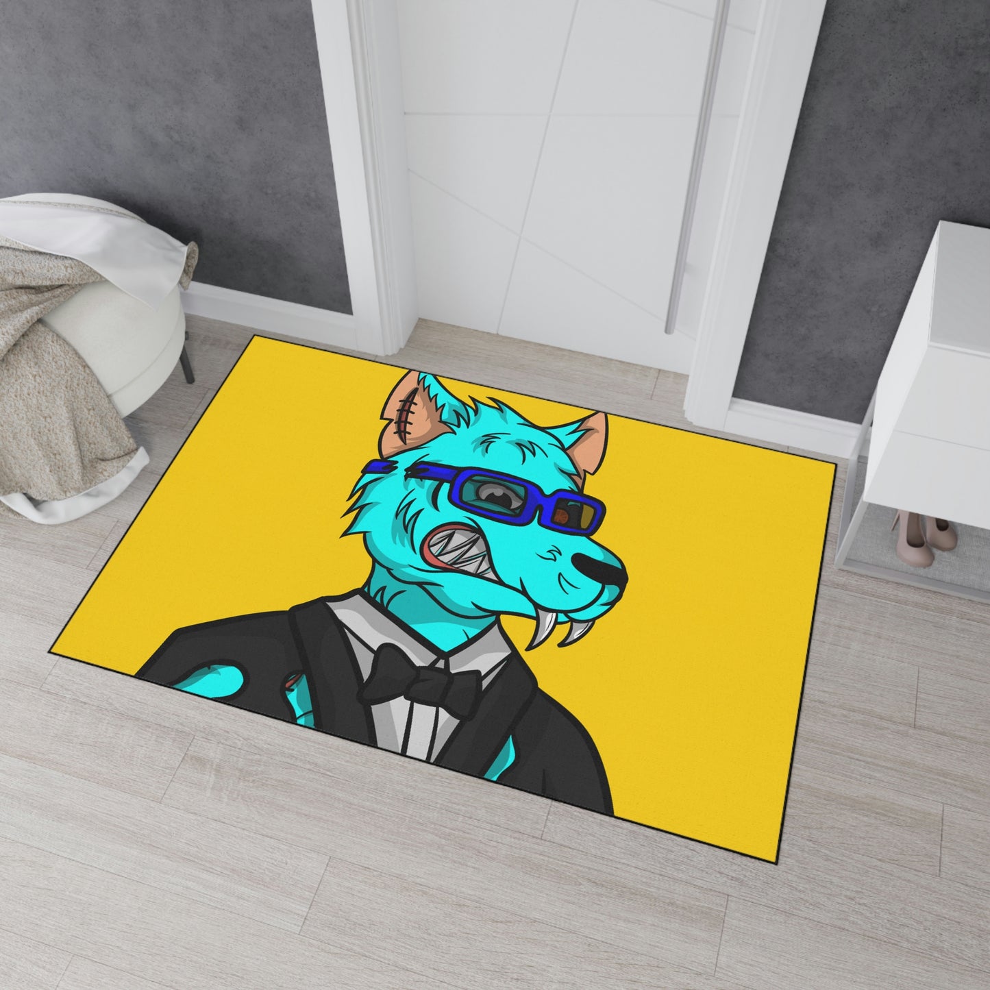 Animal Wolve Werewolf Fancy Aqua Fur Cyborg Heavy Duty Floor Mat