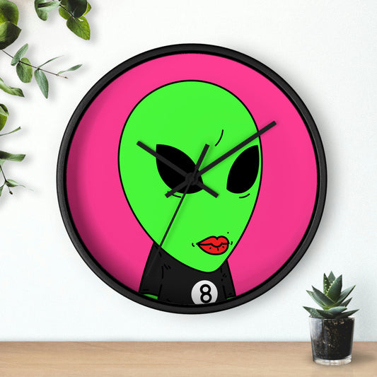 8 Ball Green Alien Lipstick Visitor Wall clock