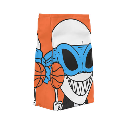 Alien BBall Sport Ninja Mask Big Smile Teeth Game Player Orange Basketball Polyester Lunch Bag