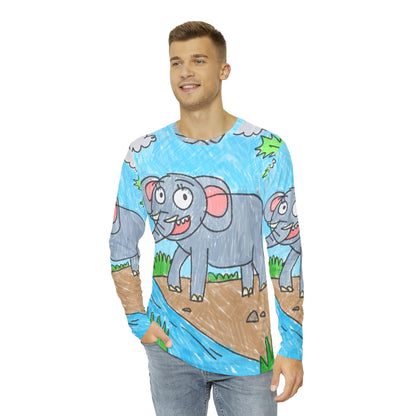 Elefante Elephant King Safari Animal Men's Long Sleeve AOP Shirt