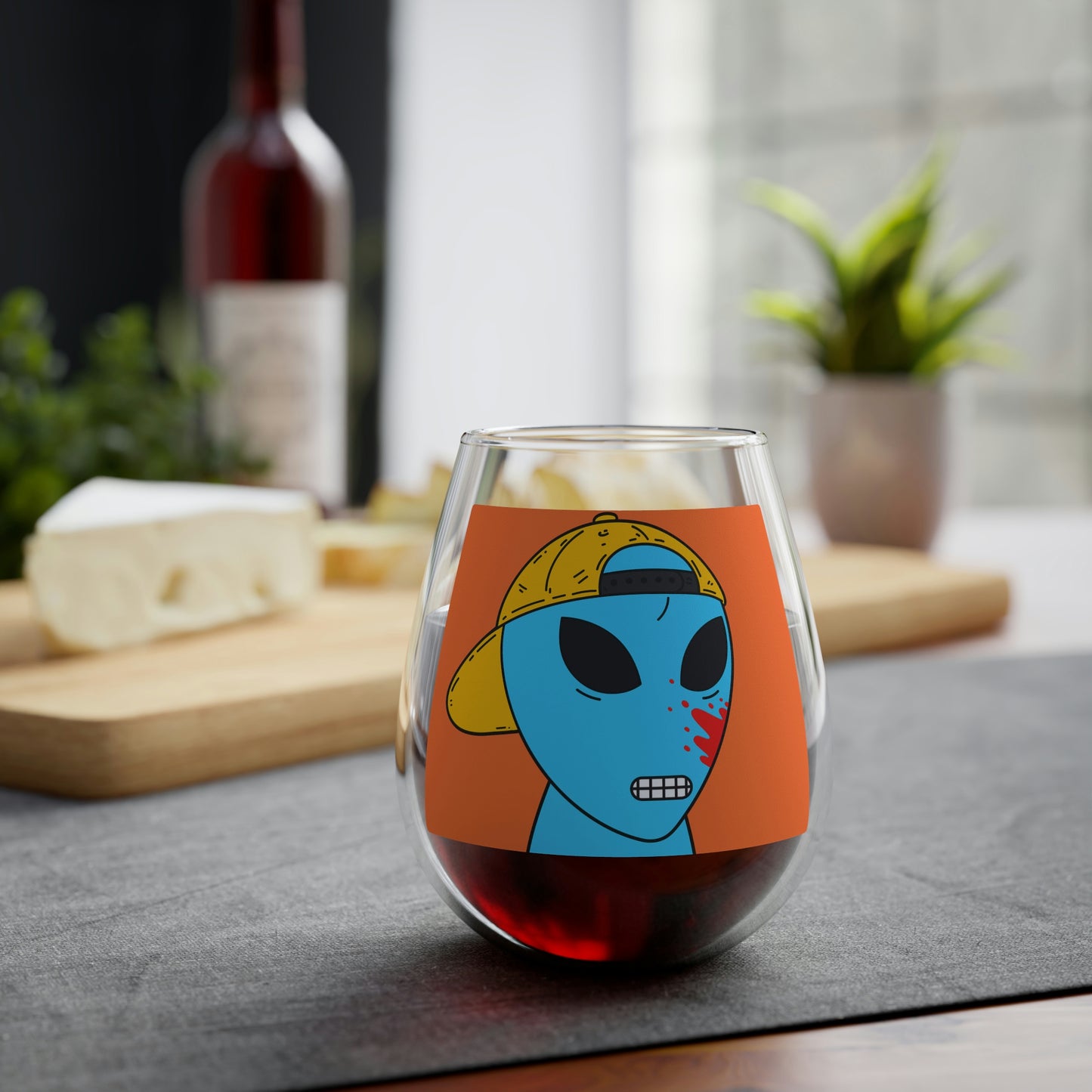 Alien Blue Blood Visitor Stemless Wine Glass, 11.75oz