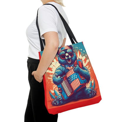 Accordion Bear Patriotic 4th of July American Music Tote Bag (AOP)