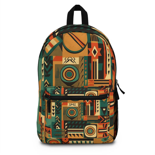 Earthy Tones Geometric Tribal-Inspired Pattern Design Backpack