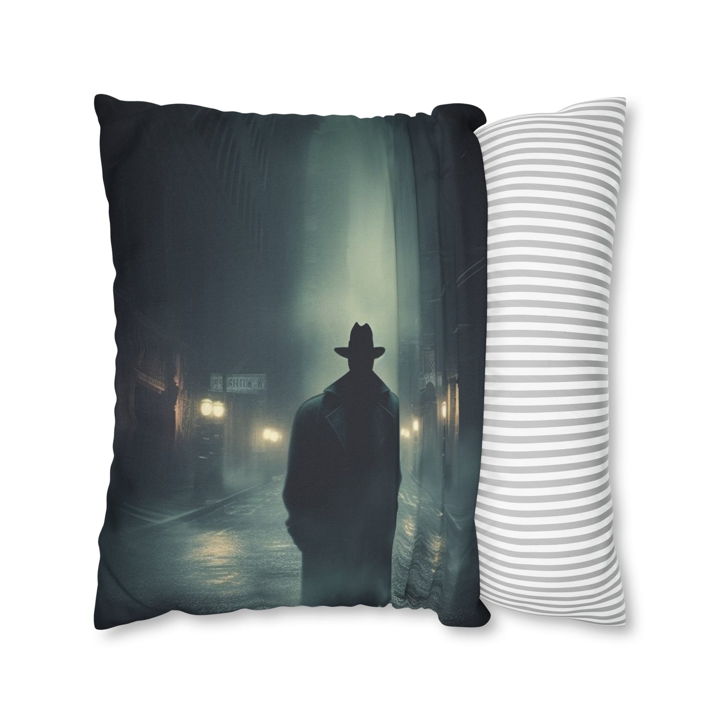 Mystery Detective Alley - Noir Book Cover Artwork Spun Polyester Square Pillow Case