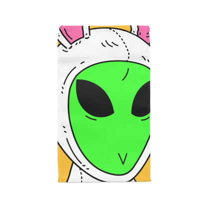 Green Alien V Face White Bunny Rabbit Visitor Polyester Lunch Bag