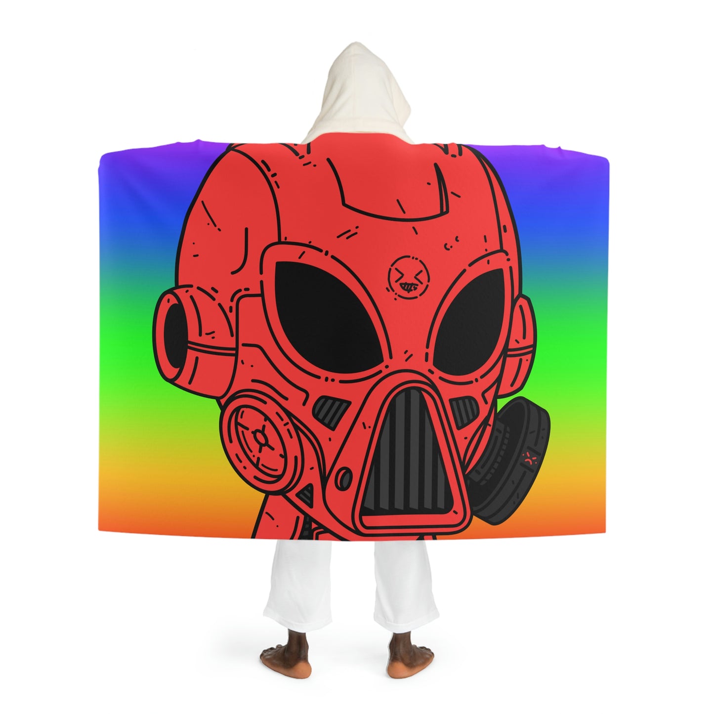 LOL Rainbow Armored Red Future Alien Cyborg Machine Visitor Hooded Sherpa Fleece Blanket