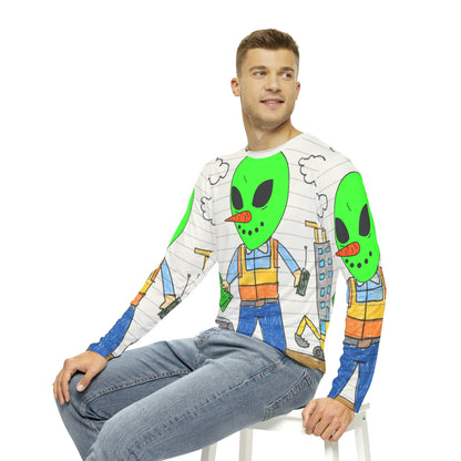 Construction Builder Building Alien Veggie Visi Vegetable Visitor Men's Long Sleeve AOP Shirt