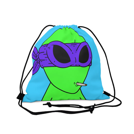 White Whistle Mouth Green Visitor Purple Ninja Mask Alien Outdoor Drawstring Bag