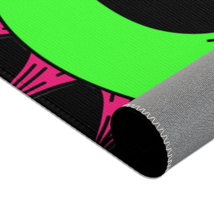 Spiked Pink Hair Muscle Big Smile Green Alien Visitor Area Rugs - Visitor751