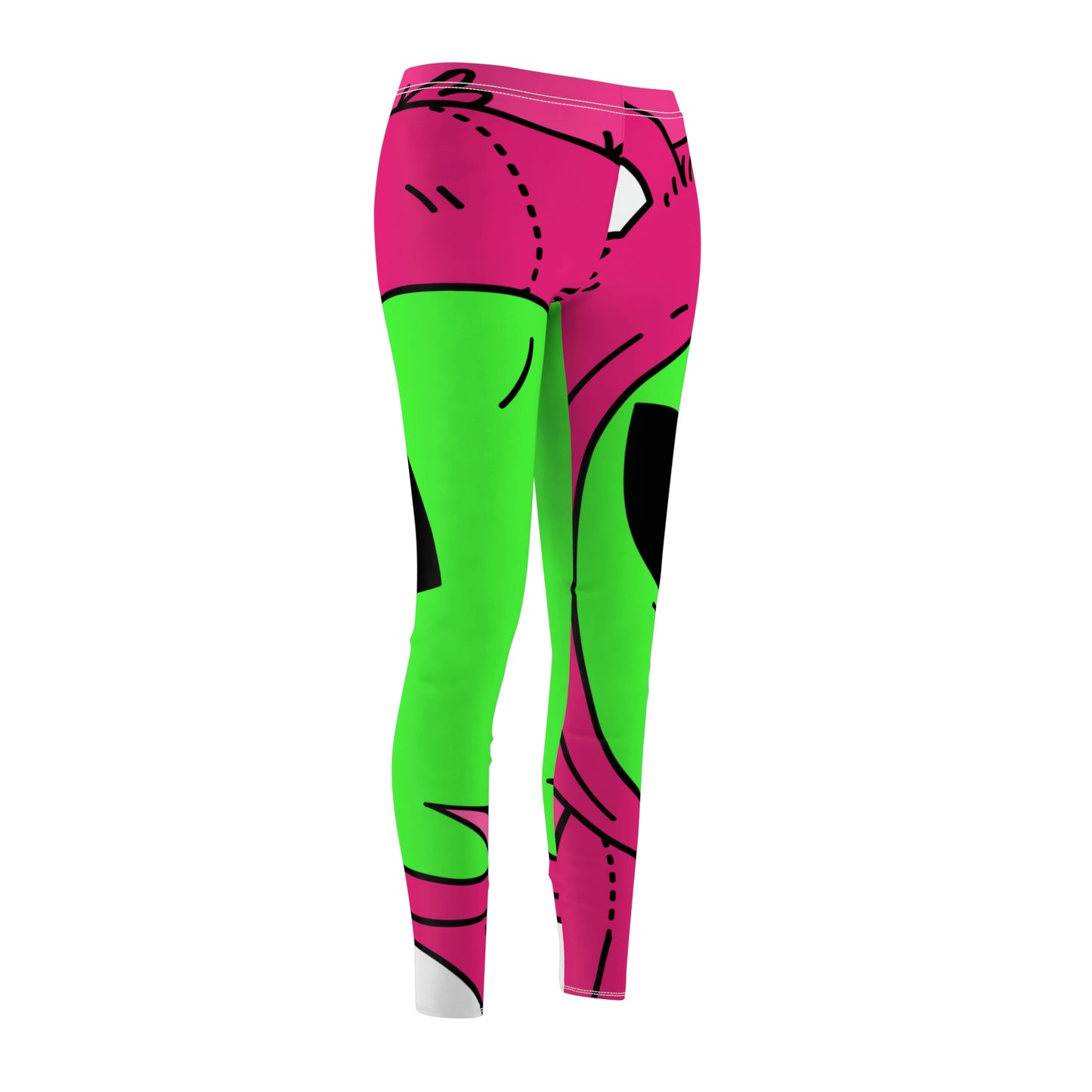 Pink Bear Green Peace Hand Tongue Visitor Alien Women's Cut & Sew Casual Leggings