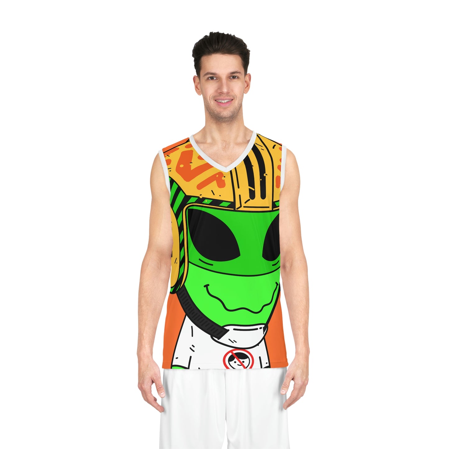 Alien Green Sporty Basketball Jersey (AOP)