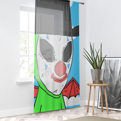 Clown Visitor Green Alien w/ Devil Wings Window Curtain - Visitor751