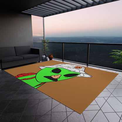 The Visitor Green Alien Space Traveler Outdoor Rug