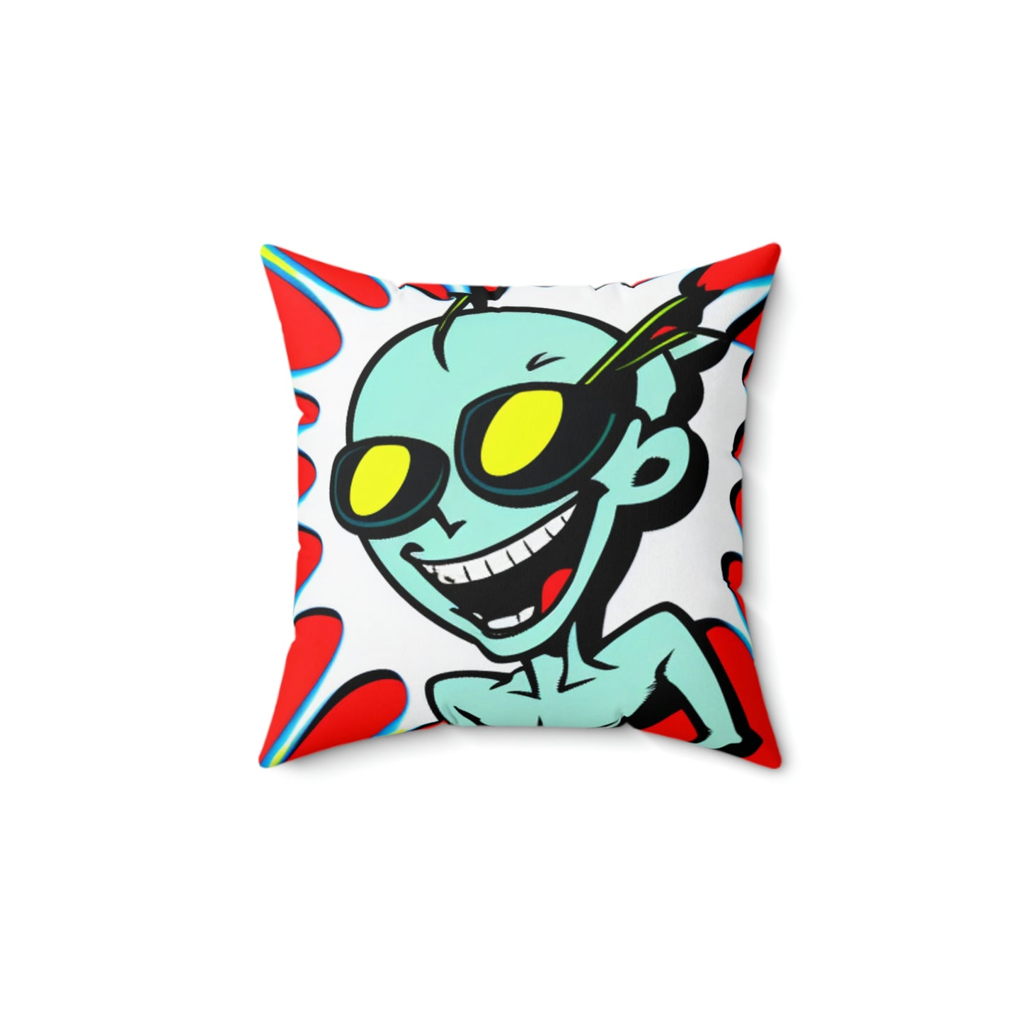 Alien Cartoon Happy Style Pop Culture Spun Polyester Square Pillow