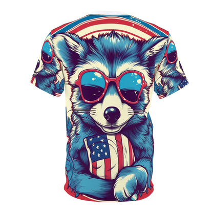 4th of July Stylish Raccoon USA American Graphic Unisex Cut & Sew Tee (AOP)