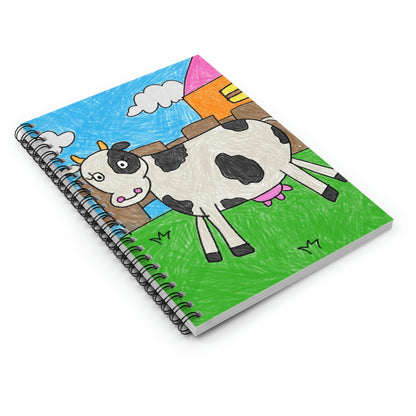 Cow Moo Farm Barn Animal Character Spiral Notebook - Ruled Line