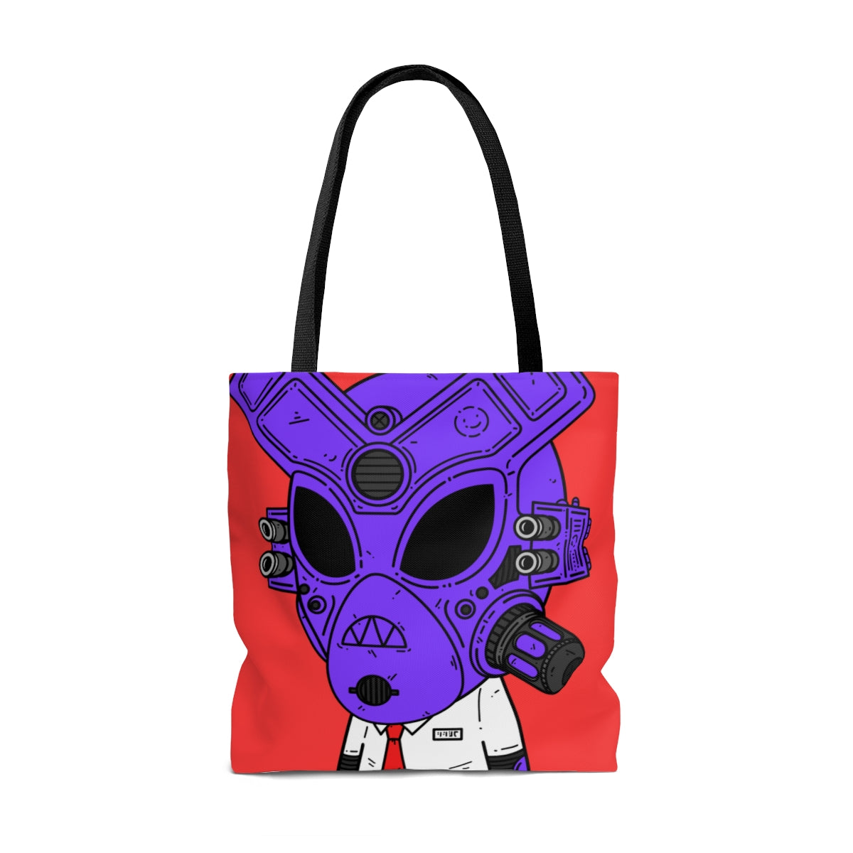 Shirt Tie Armored Purple Future Alien Cyborg Machine Visitor AOP Tote Bag