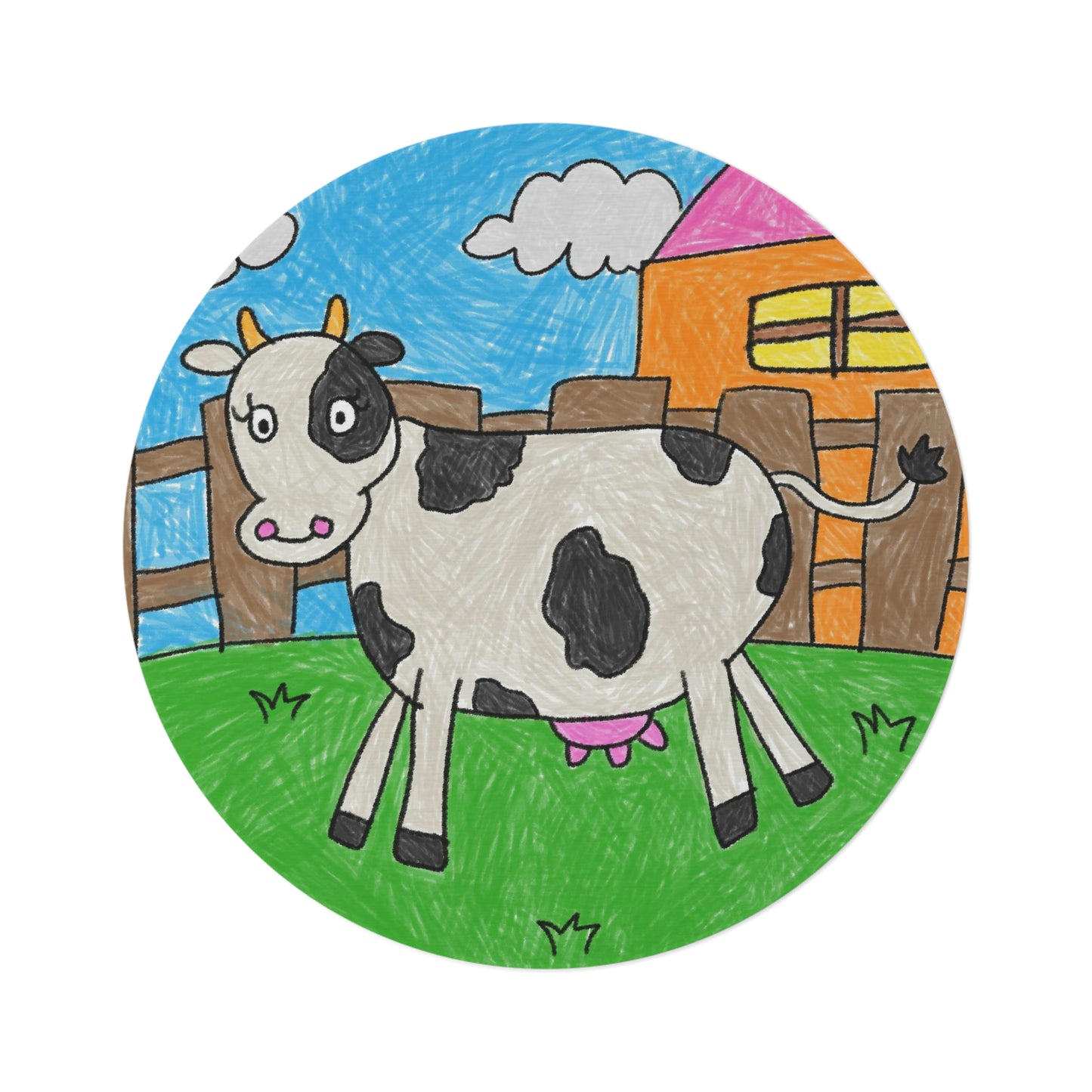 Cow Moo Farm Barn Animal Character Round Rug