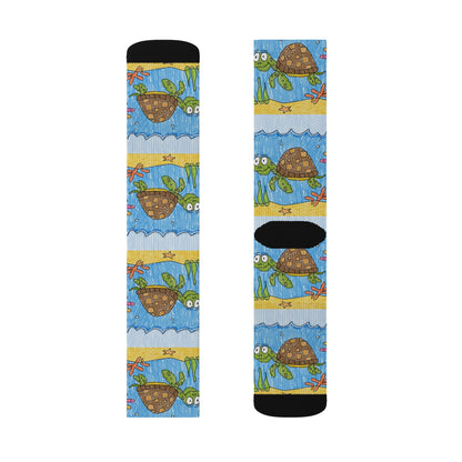 Sea Turtle Beach Sand Ocean Sublimation Socks