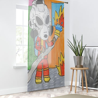 Robot Fire Fighter LOL Alien Visitor Window Curtain