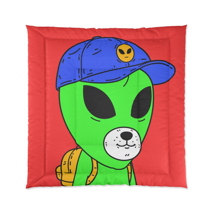 White Dog Bear Mouth Alien Green Visitor Yellow Backpack Blue Visi Hat Bed Comforter