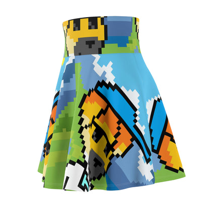 Dog Animal Pet Pixel Women's Skater Skirt (AOP)