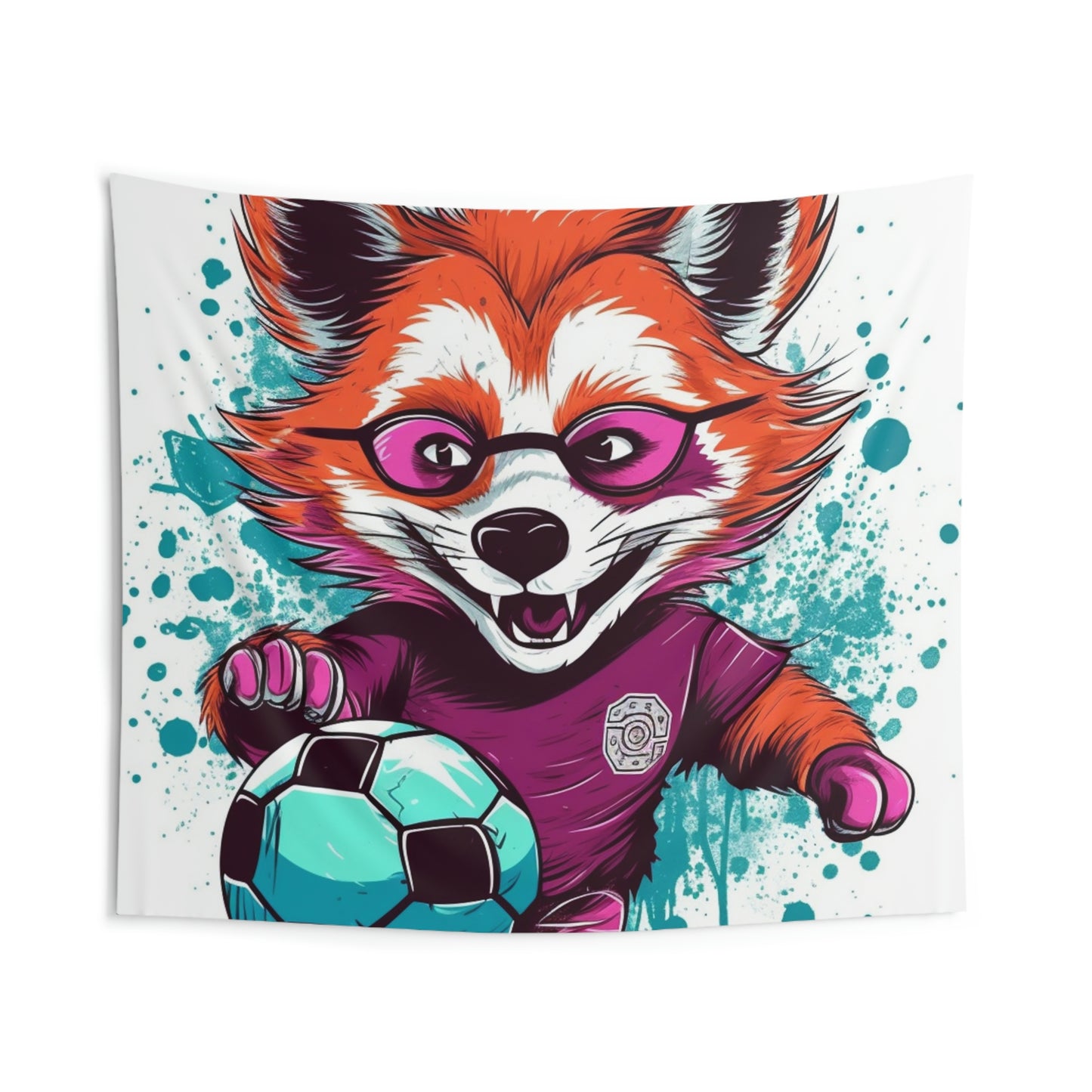 Red Panda Soccer Sport Athlete Graphic Indoor Wall Tapestries