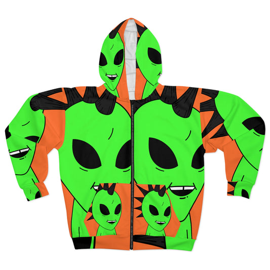 Punk Alien AOP Unisex Zip Hoodie