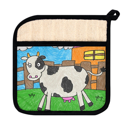 Cow Moo Farm Barn Animal Character Pot Holder with Pocket