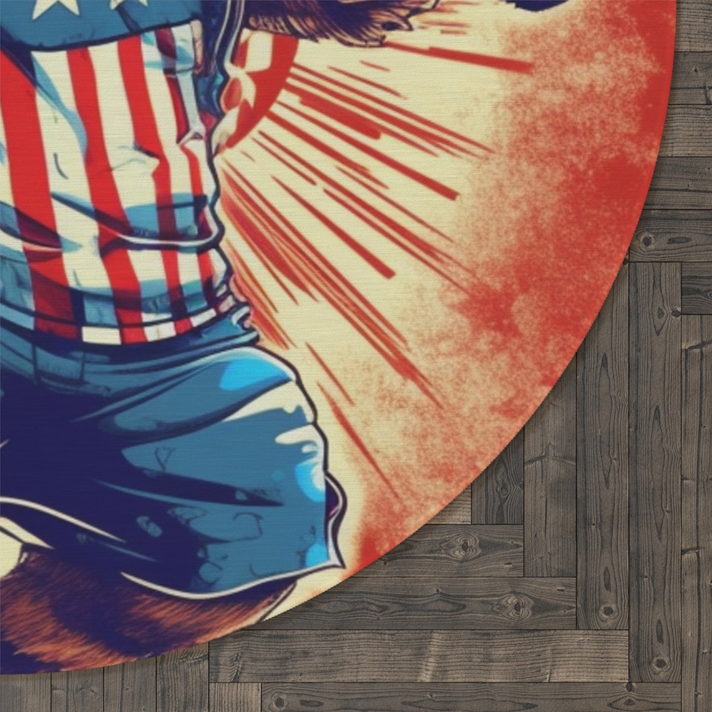 Slam Dunk for Independence:Patriotic Bear's 4th of July Basketball Game Round Rug